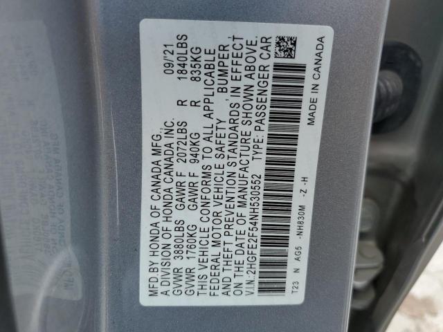2022 HONDA CIVIC SPOR - 2HGFE2F54NH530552