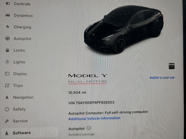 VIN 7SAYGDEF6PF829303 2023 Tesla MODEL Y no.9