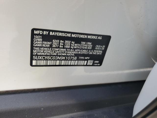 2022 BMW X6 XDRIVE4 - 5UXCY6C03N9K10758