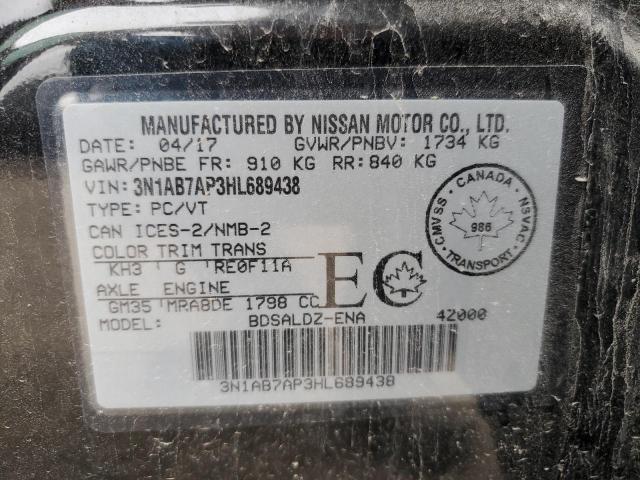 2017 NISSAN SENTRA S - 3N1AB7AP3HL689438