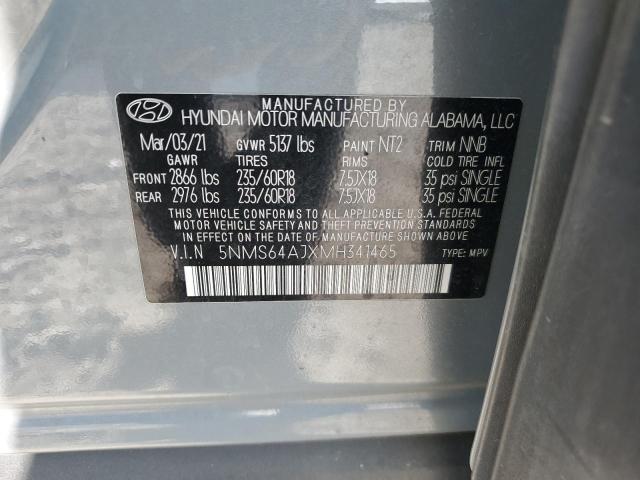 VIN 5NMS64AJXMH341465 2021 Hyundai Santa Fe, Sel no.13