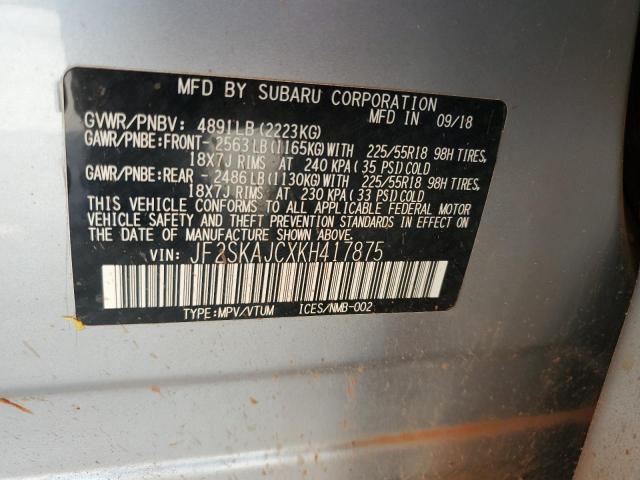 2019 SUBARU FORESTER S - JF2SKAJCXKH417875