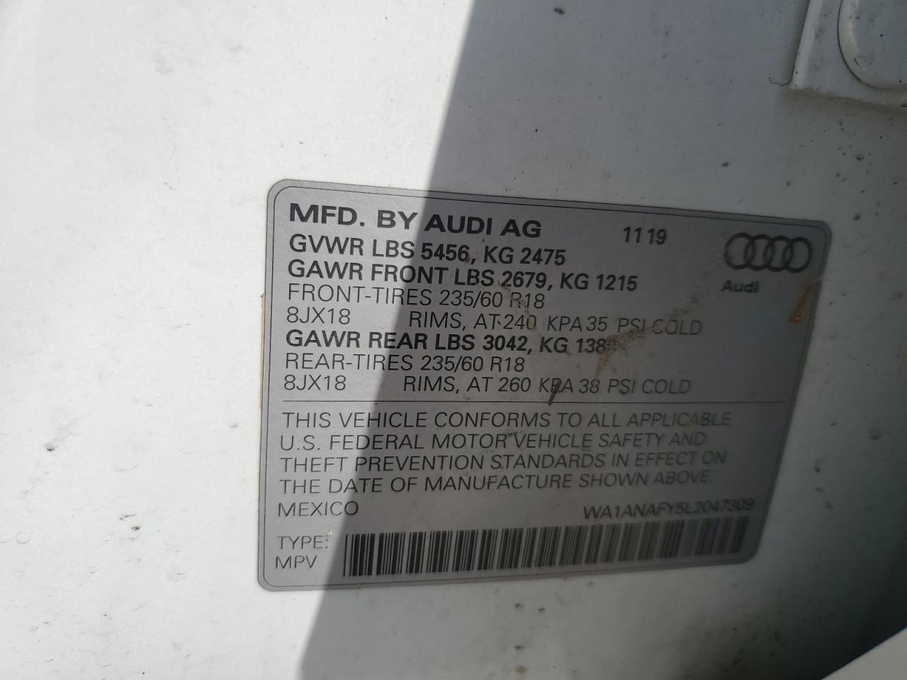 Lot #2791468551 2020 AUDI Q5 PREMIUM