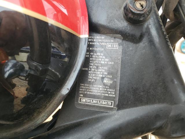 2003 TRIUMPH MOTORCYCLE SPEED MAST - SMT915JN13J184179