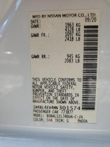 2021 NISSAN ALTIMA SL - 1N4BL4EV4MN301574