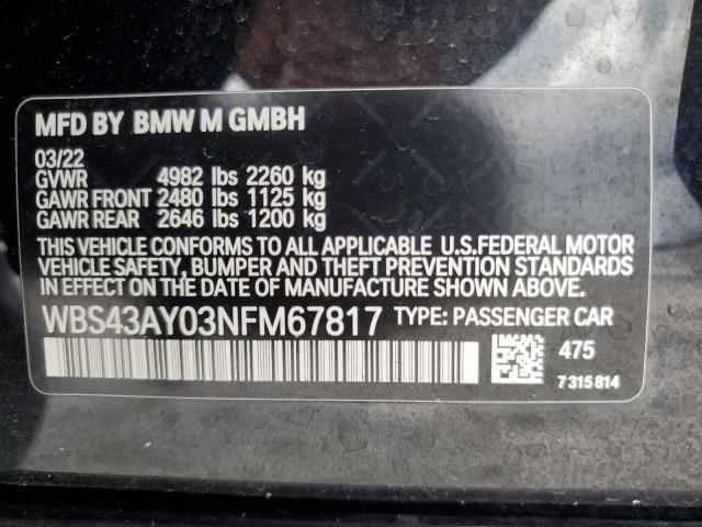 2022 BMW M3 COMPETI WBS43AY03NFM67817  68916224