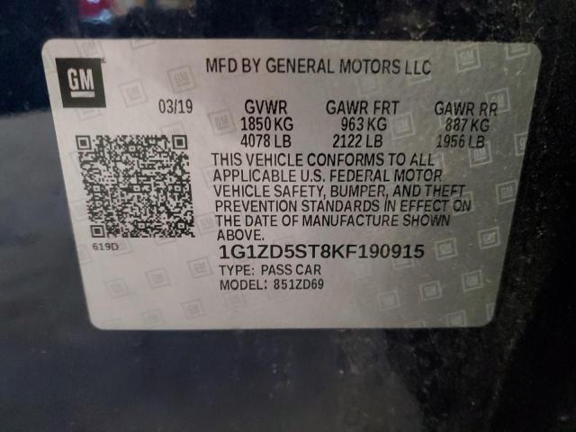 2019 CHEVROLET MALIBU LT - 1G1ZD5ST8KF190915