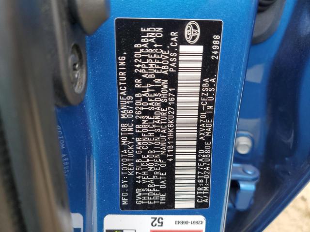 2019 TOYOTA CAMRY L - 4T1B11HK6KU271671