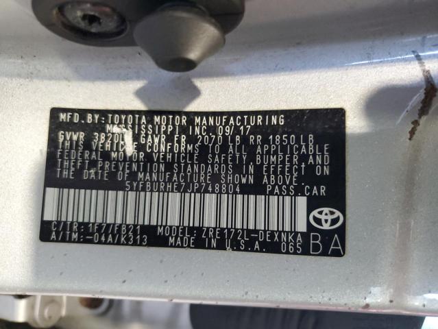 2018 TOYOTA COROLLA L - 5YFBURHE7JP748804