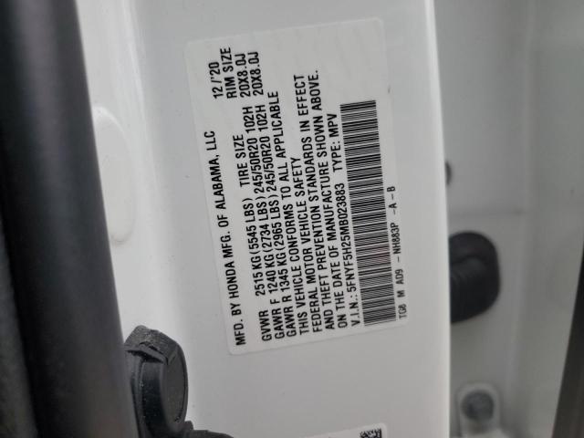 2021 HONDA PILOT SE 5FNYF5H25MB023883