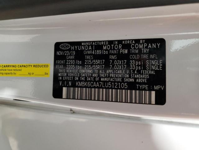 2020 HYUNDAI KONA SEL P - KM8K6CAA7LU512105