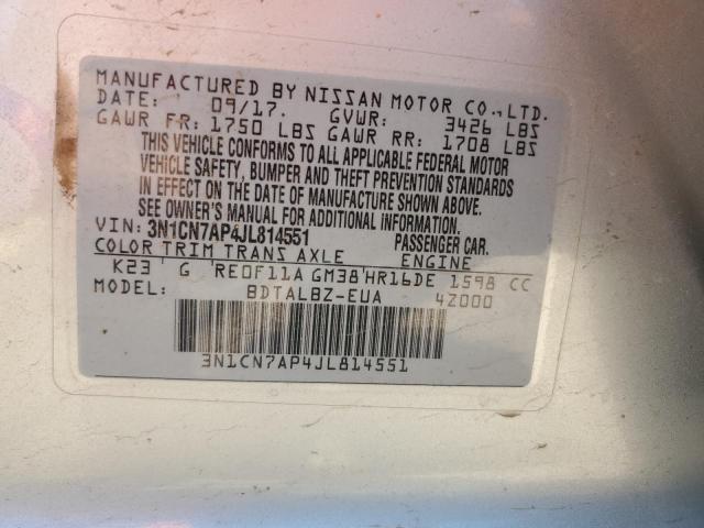 2018 NISSAN VERSA S - 3N1CN7AP4JL814551