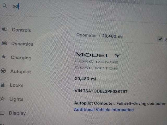 VIN 7SAYGDEE3PF638767 2023 Tesla MODEL Y no.9