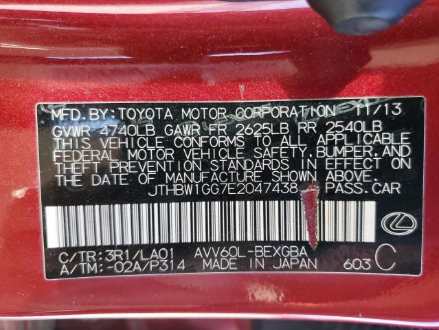 VIN JTHBW1GG7E2047438 2014 Lexus ES, 300H no.12