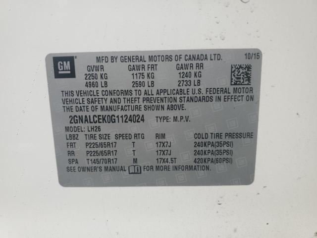 2016 CHEVROLET EQUINOX LT - 2GNALCEK0G1124024