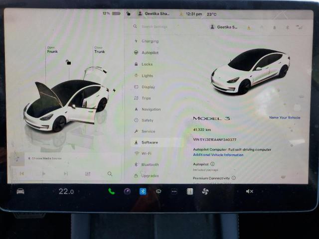 2022 TESLA MODEL 3 - 5YJ3E1EA4NF340377