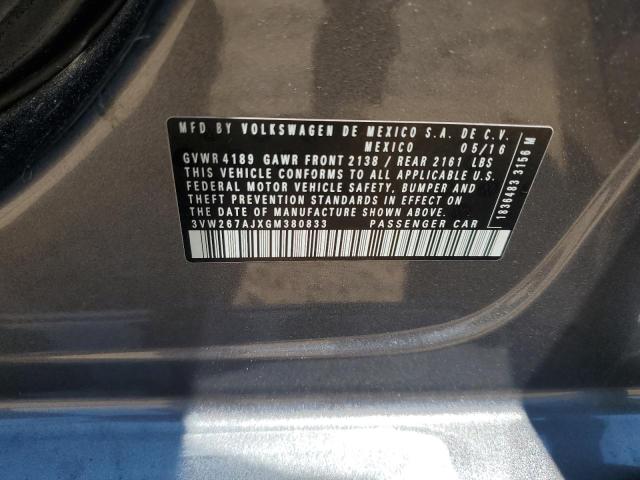 2016 VOLKSWAGEN JETTA S - 3VW267AJXGM380833