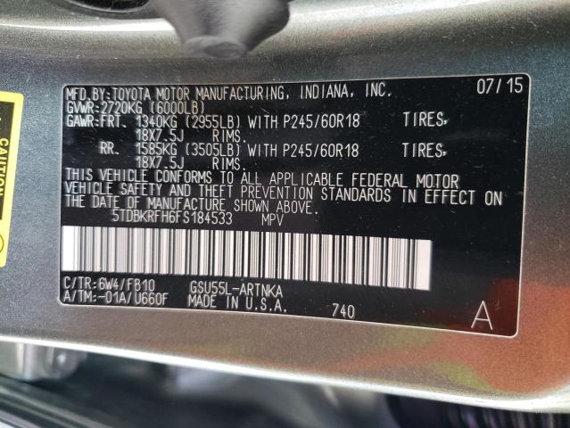 2015 TOYOTA HIGHLANDER - 5TDBKRFH6FS184533