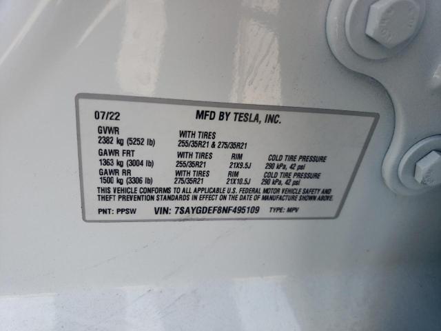 2022 TESLA MODEL Y - 7SAYGDEF8NF495109