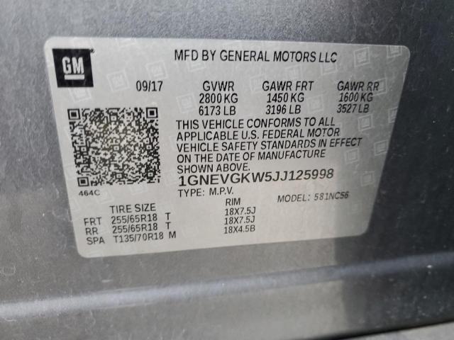 2018 CHEVROLET TRAVERSE L - 1GNEVGKW5JJ125998