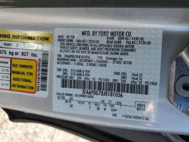 VIN 3FA6P0G78JR181056 2018 Ford Fusion, S no.12