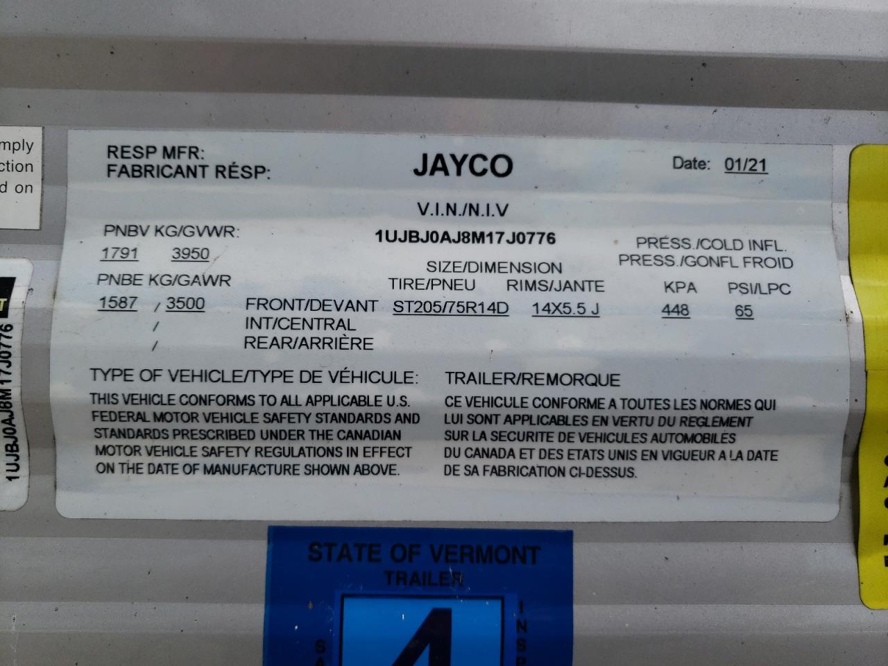 Lot #3024938421 2021 JAYCO TRVL TRL