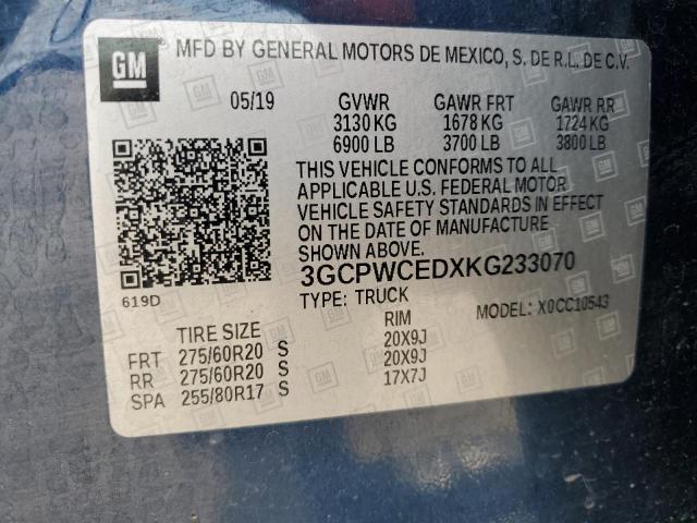 2019 CHEVROLET SILVERADO - 3GCPWCEDXKG233070