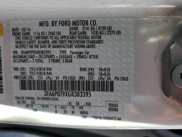 VIN 3FA6P0T9XGR383395 2016 Ford Fusion, SE no.13