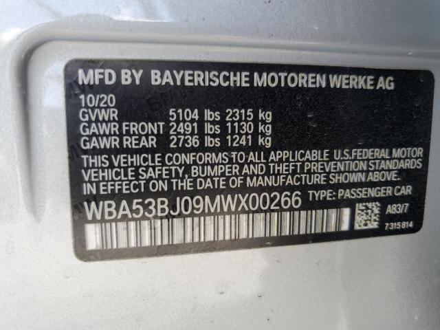 VIN WBA53BJ09MWX00266 2021 BMW 5 Series, 540 I no.12