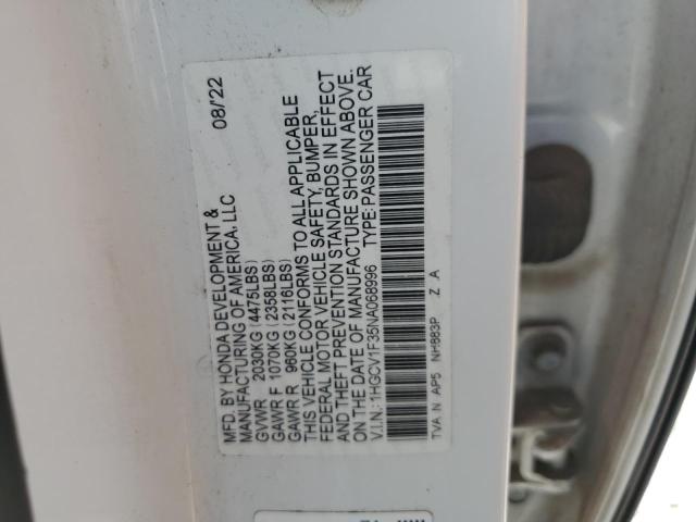 VIN 1HGCV1F35NA068996 2022 HONDA ACCORD no.12