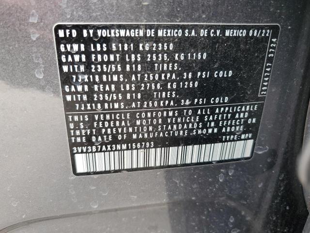 2022 VOLKSWAGEN TIGUAN SE - 3VV3B7AX3NM156793