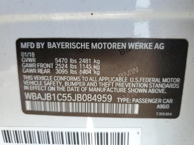 VIN WBAJB1C55JB084959 2018 BMW 5 Series, 530XE no.12