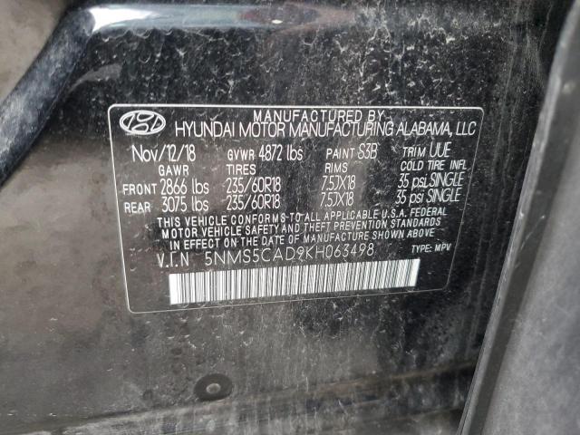 VIN 5NMS5CAD9KH063498 2019 Hyundai Santa Fe, Limited no.14