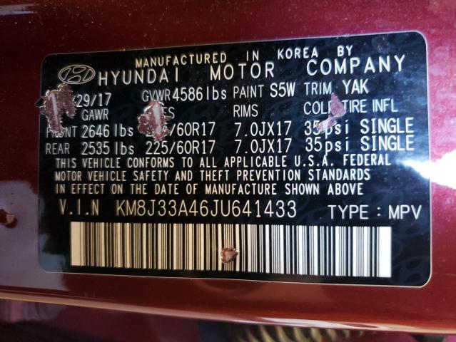 2018 HYUNDAI TUCSON SEL - KM8J33A46JU641433