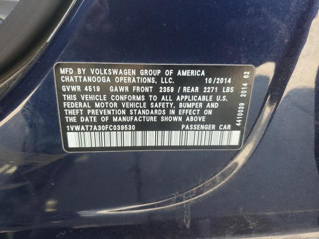 2015 VOLKSWAGEN PASSAT S - 1VWAT7A30FC039530