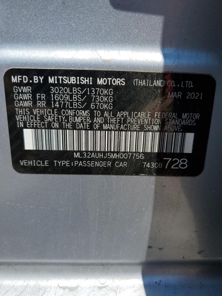 Lot #2823936082 2021 MITSUBISHI MIRAGE ES