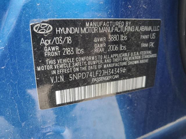 2018 HYUNDAI ELANTRA SE - 5NPD74LF2JH343496