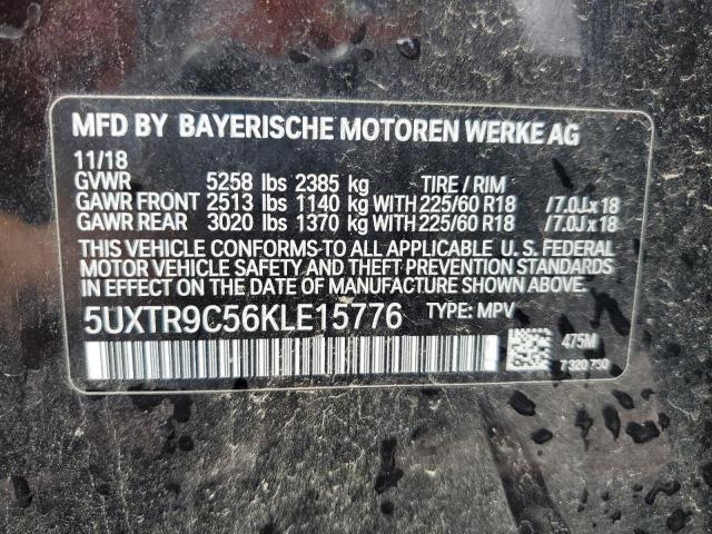 VIN 5UXTR9C56KLE15776 2019 BMW X3, Xdrive30I no.14