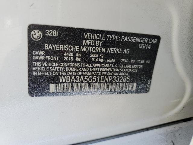 VIN WBA3A5G51ENP33285 2014 BMW 3 Series, 328 I no.12