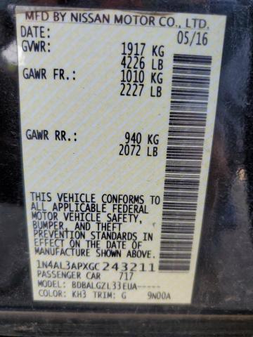 VIN 1N4AL3APXGC243211 2016 Nissan Altima, 2.5 no.12