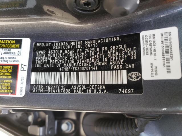 VIN 4T1BF1FK3DU704144 2013 Toyota Camry, L no.13