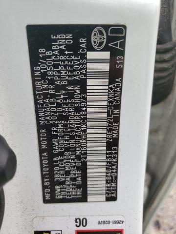 2019 TOYOTA COROLLA L - 2T1BURHE1KC184973