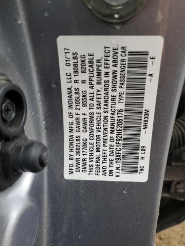 2017 HONDA CIVIC TOUR - 19XFC1F92HE206176