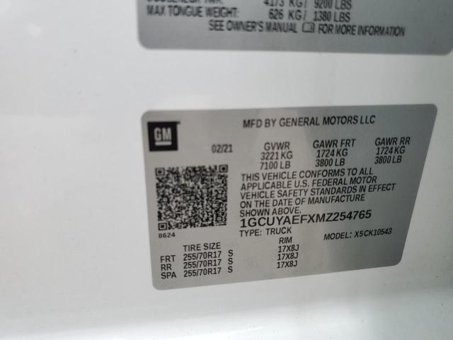 2021 CHEVROLET SILVERADO - 1GCUYAEFXMZ254765