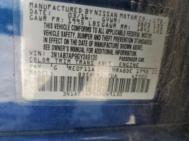 2016 NISSAN SENTRA S - 3N1AB7AP9GY249130