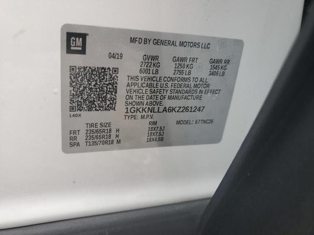 2019 GMC ACADIA SLE 1GKKNLLA6KZ261247  68021384