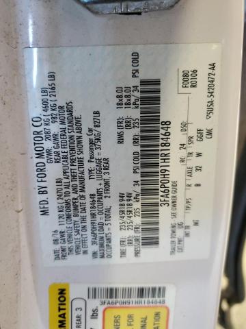 VIN 3FA6P0H91HR184648 2017 Ford Fusion, SE no.12