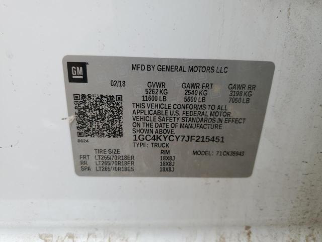 2018 CHEVROLET SILVERADO - 1GC4KYCY7JF215451