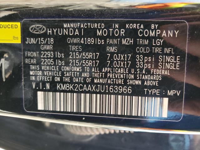 VIN KM8K2CAAXJU163966 2018 Hyundai Kona, Sel no.12