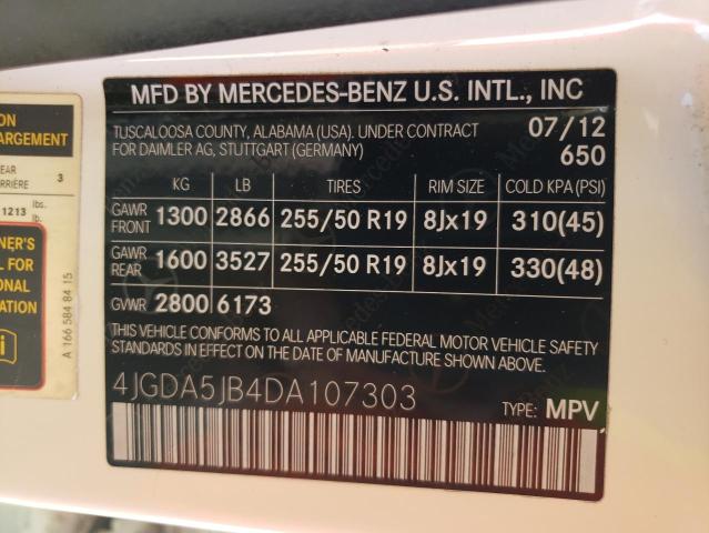 VIN 4JGDA5JB4DA107303 2013 Mercedes-Benz ML-Class, 350 no.13